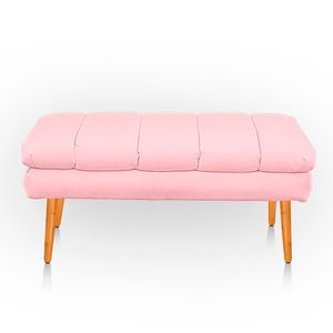 Puff Aparador Estofado Italy Decorativo Veludo Cor Rosa Bebe