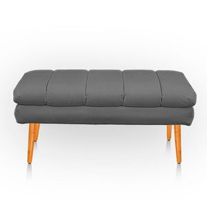 Puff Aparador Estofado Italy Decorativo Veludo Cor Cinza Chumbo