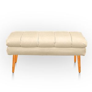 Puff Aparador Estofado Italy Decorativo Veludo Cor Bege