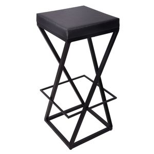 Banqueta Zênite - Preto - Assento Estofado Preto - 65cm