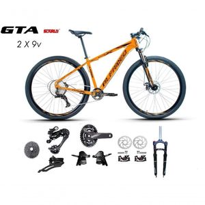 Bicicleta Aro 29 Alfameq Afx Kit 2x9 Gta Sunrun Freio Disco K7 11/36 Pedivela 24/38d Garfo Trava - Laranja/preto Tam.17
