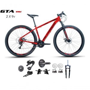 Bicicleta Aro 29 Alfameq Afx Kit 2x9 Gta Sunrun Freio Disco K7 11/36 Pedivela 24/38d Garfo Com Trava - Vermelho Tam.19