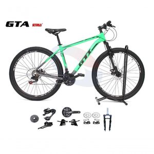 Bicicleta Aro 29 Gti Roma Kit 2x9 Gta Sunrun Freio Disco K7 11/36 Pedivela 24/38d Garfo Com Trava - Verde/cinza Tam.15