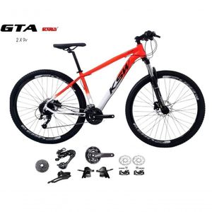 Bicicleta Aro 29 Ksw Xlt Kit 2x9 Gta Sunrun Freio Disco K7 11/36 Pedivela 24/38d Garfo Com Trava - Laranja/branco Tam.21
