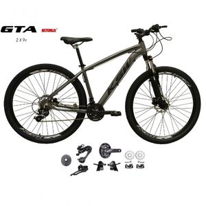 Bicicleta Aro 29 Ksw Xlt Kit 2x9 Gta Sunrun Freio Disco K7 11/36 Pedivela 24/38d Garfo Com Trava - Grafite Tam.15