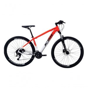Bicicleta Aro 29 Ksw Xlt Alumínio 24v Câmbios Shimano Garfo Com Trava No Ombro - Laranja/branco Tam.15