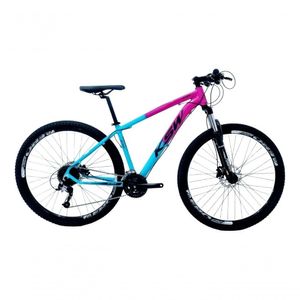 Bicicleta Aro 29 Ksw Xlt Alumínio 24v Câmbios Shimano Garfo Com Trava No Ombro - Rosa/azul Tam.15
