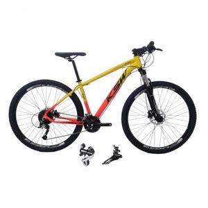 Bicicleta Aro 29 Ksw Xlt 24v Câmbio Shimano Acera K7 Garfo Trava Freio A Disco - Amarelo/laranja Tam.15