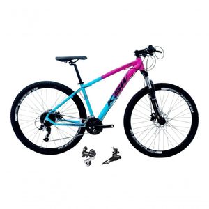 Bicicleta Aro 29 Ksw Xlt 24v Câmbio Shimano Acera K7 Garfo Trava Freio A Disco - Rosa/azul Tam.19