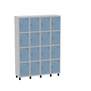 Armário Guarda Volume Locker Roupeiro 16 Portas Aço Grf 504/16 Cinza/azul Dali