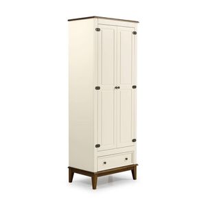 Guarda-roupa Rústico 2 Portas E 1 Gavetas - Madeira Maciça E Mdf Off White