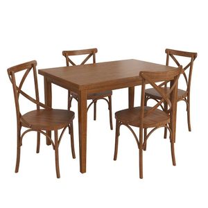 Conjunto Sala De Jantar E Cozinha Com 4 Cadeiras X Madeira Maciça Amêndoa