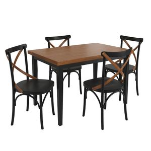 Conjunto Sala De Jantar E Cozinha Com 4 Cadeiras X Madeira Maciça Preto