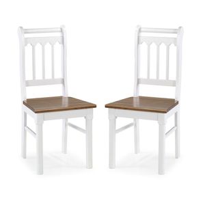 Conjunto 2 Cadeiras De Madeira Maciça Branco