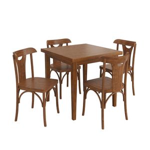 Conjunto Sala De Jantar E Cozinha Com 4 Cadeiras Y Madeira Maciça Amêndoa
