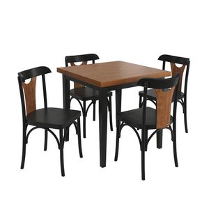 Conjunto Sala De Jantar E Cozinha Com 4 Cadeiras Y Madeira Maciça Preto