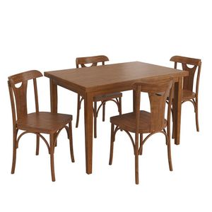 Conjunto Sala De Jantar E Cozinha Com 4 Cadeiras Y Madeira Maciça Amêndoa