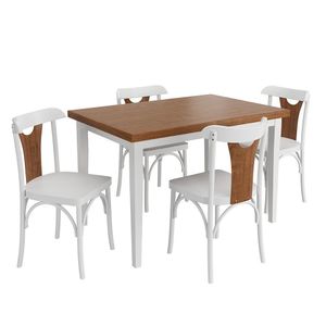 Conjunto Sala De Jantar E Cozinha Com 4 Cadeiras Y Madeira Maciça Branco