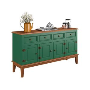 Balcão De Madeira Maciça 4 Portas E 4 Gavetas Verde