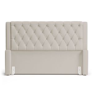 Cabeceira Atena Para Cama Box Queen Size 160cm Capitonê Com Frame Suede Bege Claro - Desk Design