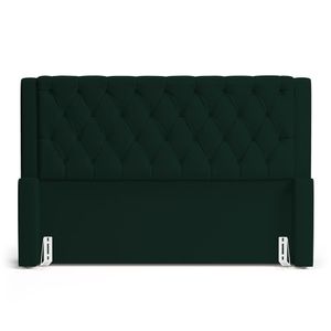 Cabeceira E Calçadeira Báu Queen Size Atena 160cm Capitonê Veludo Verde Escuro - Desk Design