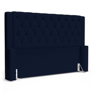 Cabeceira Atena Para Cama Box Queen Size 160cm Capitonê Com Frame Suede Azul Marinho - Desk Design