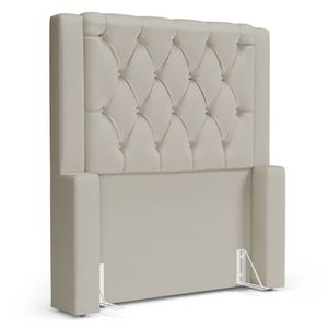Cabeceira Atena Para Cama Box Solteiro 90cm Capitonê Com Frame Sintético Bege - Desk Design