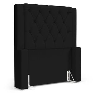 Cabeceira Atena Para Cama Box Solteiro 90cm Capitonê Com Frame Suede Preto - Desk Design
