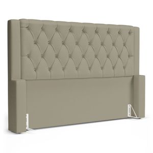 Cabeceira Atena Para Cama Box Queen Size 160cm Capitonê Com Frame Veludo Bege - Desk Design