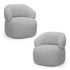 Kit 02 Poltronas Orgânicas Giratória Living Glee Linho Cinza - Desk Design