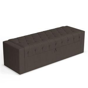 Calçadeira Báu Casal Padrão Atena 140cm Capitonê Linho Cacau - Desk Design