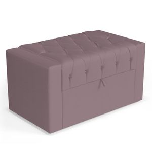 Calçadeira Báu Solteiro Atena 90cm Capitonê Veludo Rosê - Desk Design