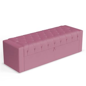 Calçadeira Báu Queen Size Atena 160cm Capitonê Suede Rosa - Desk Design