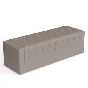 Calçadeira Báu King Size Atena 195cm Capitonê Suede Bege - Desk Design