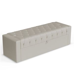 Calçadeira Báu King Size Atena 195cm Capitonê Sintético Bege - Desk Design