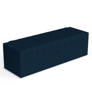 Calçadeira Báu King Size Atena 195cm Capitonê Veludo Azul Marinho - Desk Design