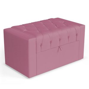 Calçadeira Báu Solteiro Atena 90cm Capitonê Suede Rosa - Desk Design
