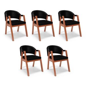 Kit 05 Cadeiras De Jantar E Living Anisha Estofada Couríssimo Preto - Desk Design