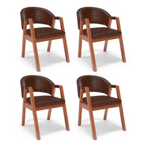 Kit 04 Cadeiras De Jantar E Living Anisha Estofada Couríssimo Whisky - Desk Design