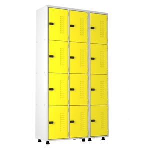 Armário Roupeiro Aço 12 Portas Academia Guarda Volume Trinco Amarelo
