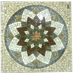Mandala Indiana Piso Mosaico Estrela Do Oriente Tamanho 90cm
