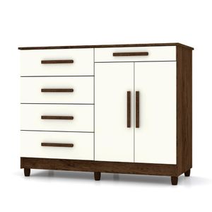Cômoda Sapateira Sirius 2 Portas 5 Gavetas Cor:imbuia Champanhe