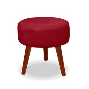 Puff Redondo Decorativo Danny Vermelho Pés Palito