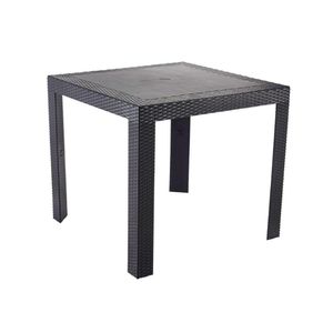Mesa De Jantar Quadrada Ibiza 80 Cm (largura) Em Polipropileno Preto Com Tramas Simulando Rattan