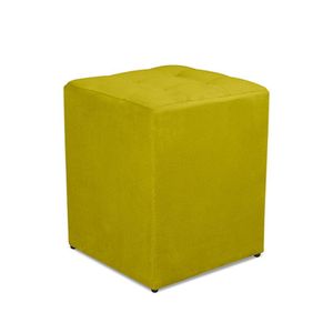 Puff Quadrado Decorativo Suede Amarelo
