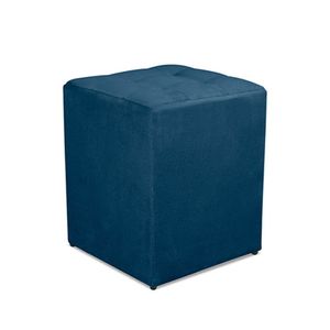 Puff Quadrado Decorativo Suede Azul Marinho