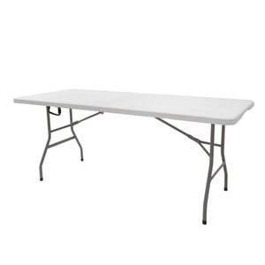 Mesa Dobrável Retangular Cusco Fratini 122 Cm (largura) Tampo Plástico Hdpe Branco Base Aço Carbono
