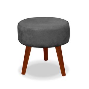 Puff Redondo Decorativo Danny Cinza Escuro Pés Palito