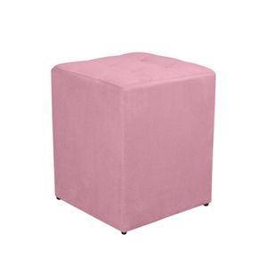 Puff Quadrado Decorativo Suede Rosa Bebe