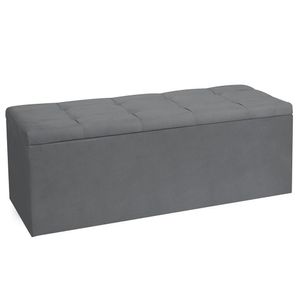 Calçadeira Recamier Baú Solteiro 0,90m Roma Suede Cinza - Pallazio